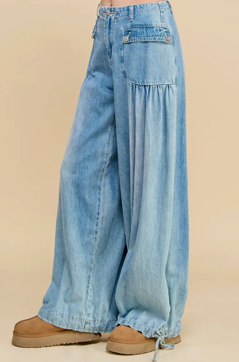 Valerie Washed Wide Leg Tencel Pants