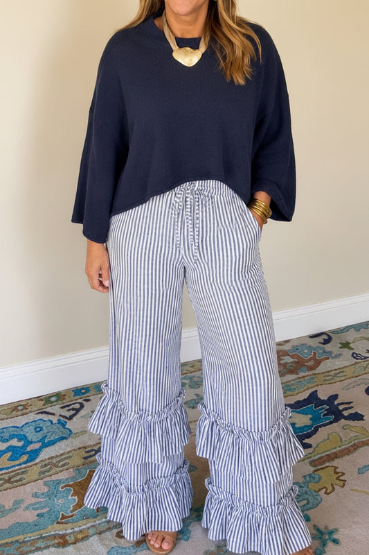 Ruffled Right Striped Pants