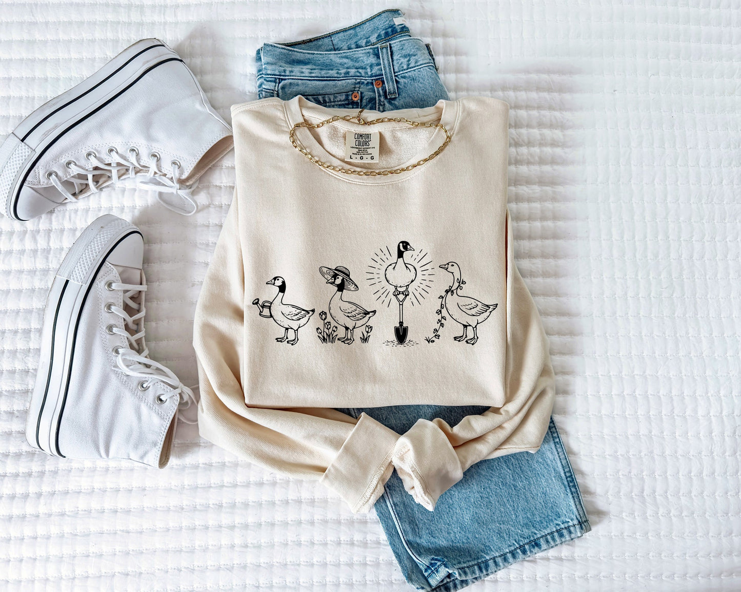 Goose Gardening Plant Lady Graphic Garment Dyed Comfort Colors Sweatshirt