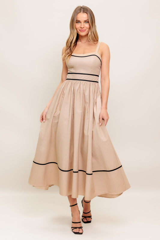 QUIET LUXE STRAP WOVEN MIDI DRESS