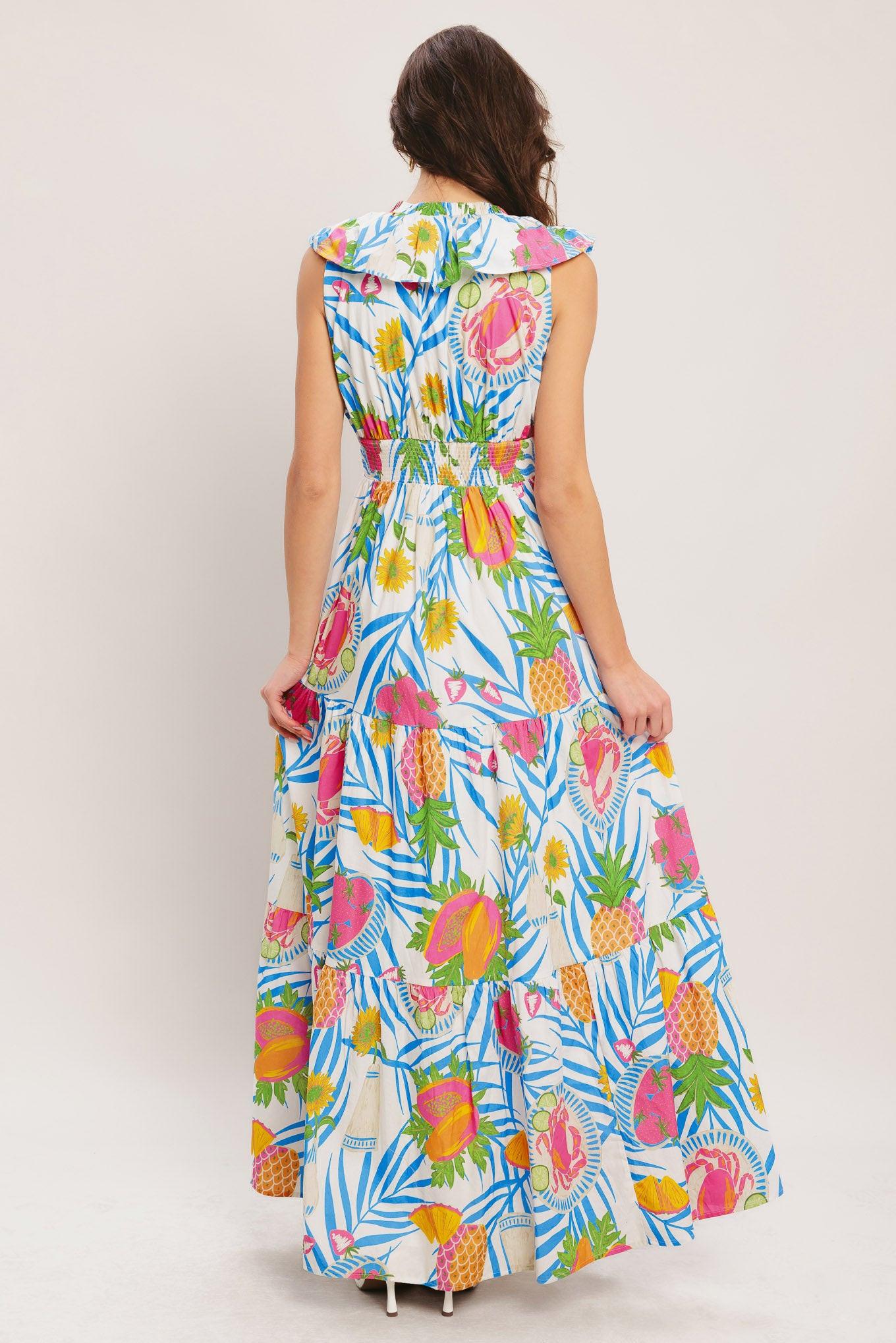 PINEAPPLE PARADISE WOVEN MAXI DRESS