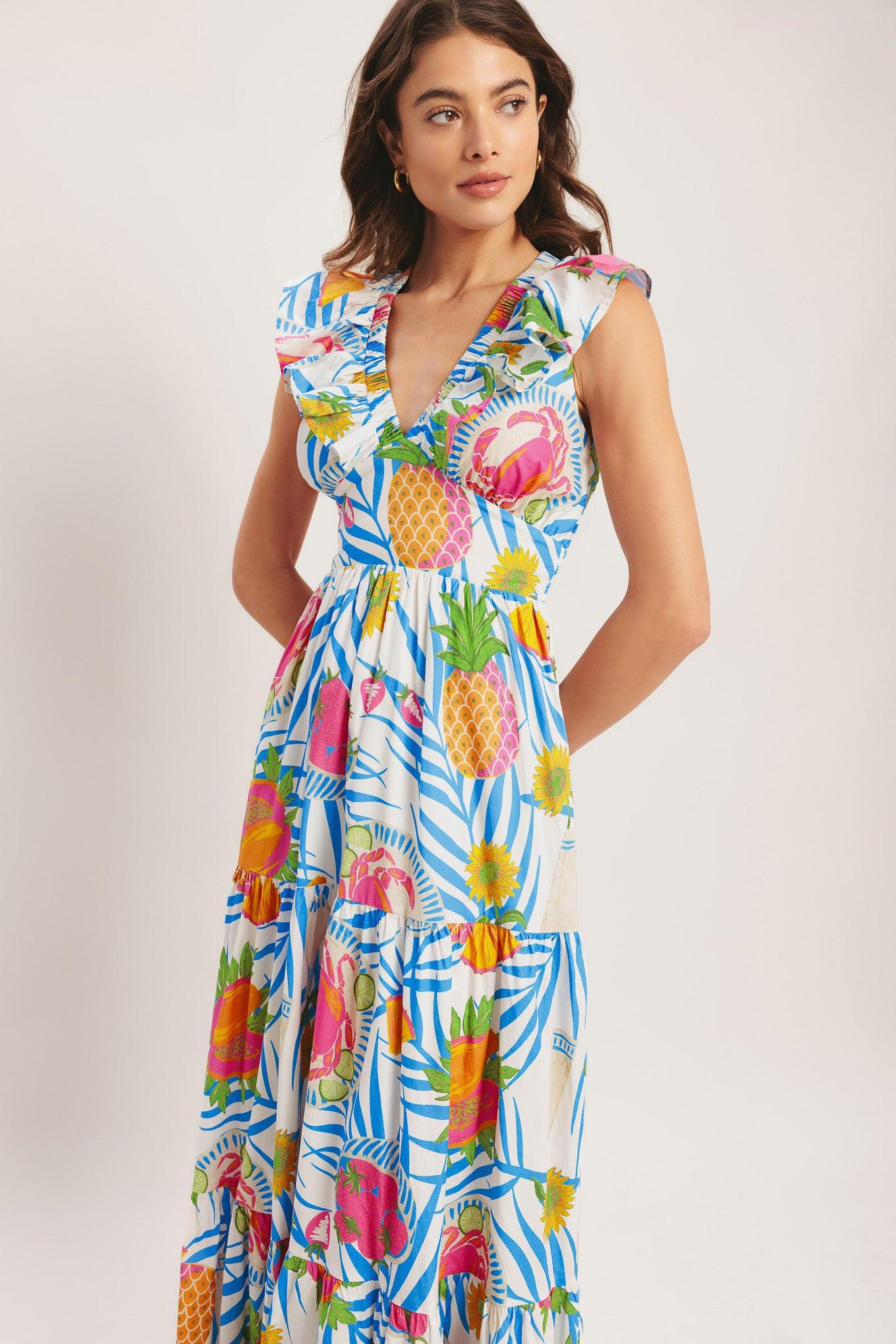 PINEAPPLE PARADISE WOVEN MAXI DRESS