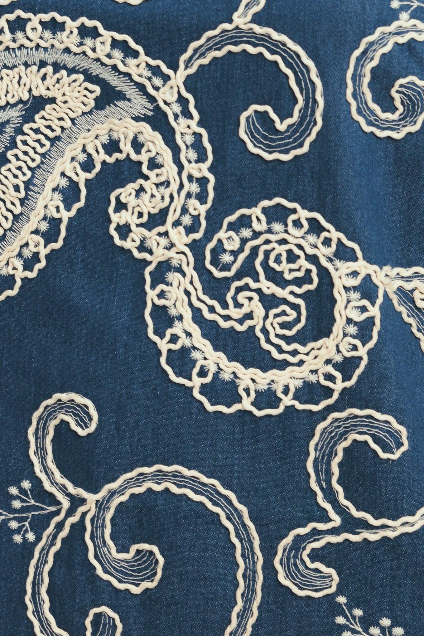 SEA BREEZE PAISLEY DENIM MINI DRESS