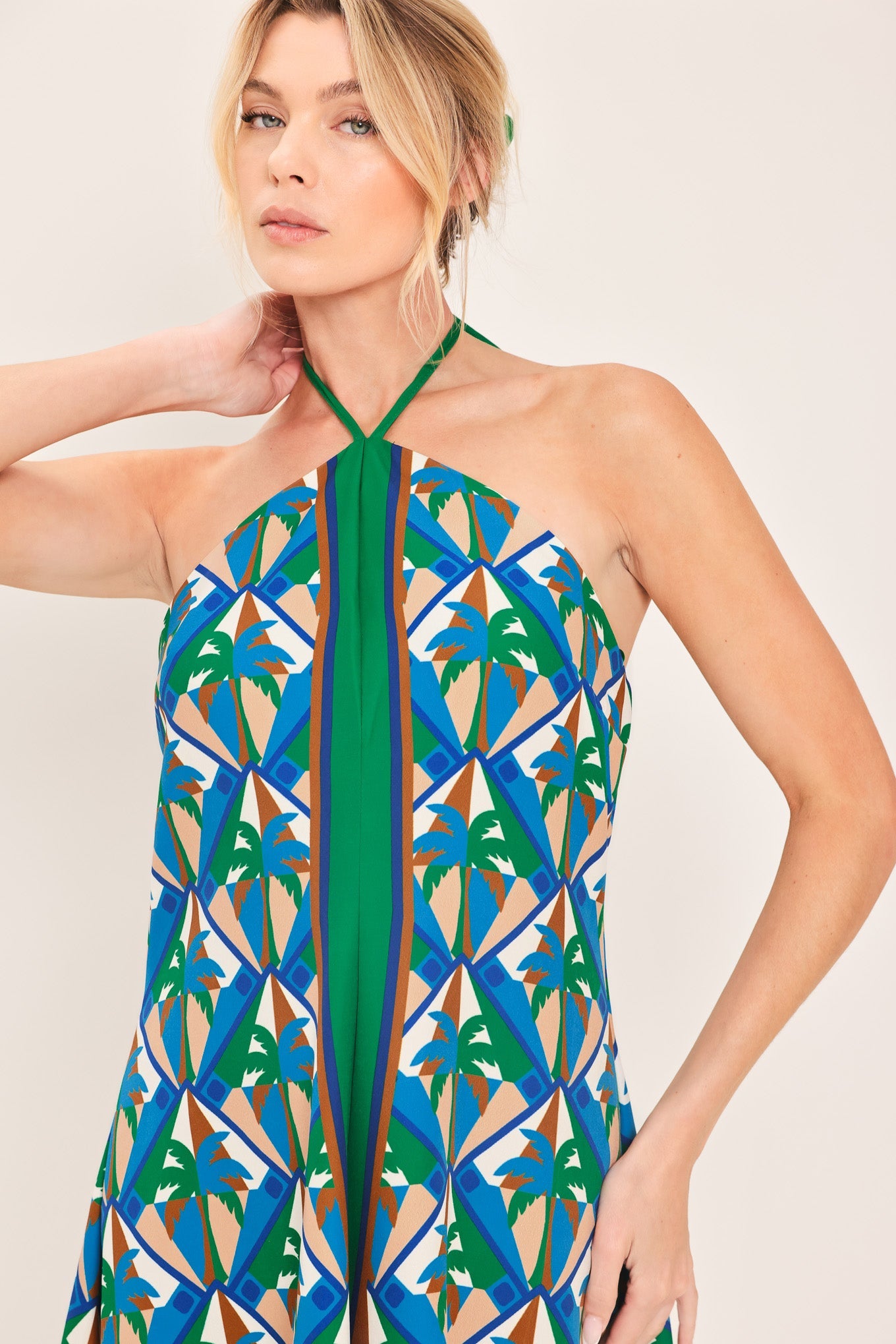Tahini Temptation Halter Mini Dress