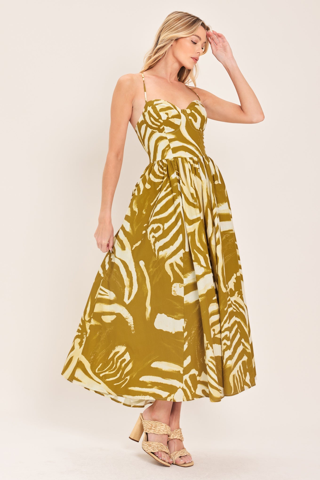 Golden Palm Midi Dress