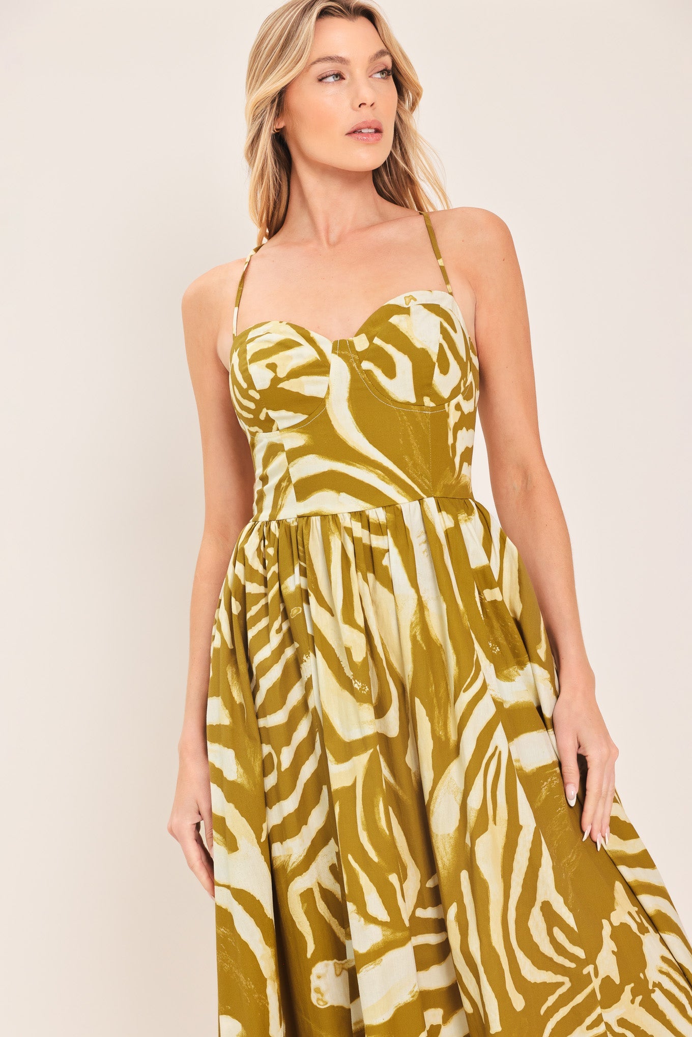 Golden Palm Midi Dress