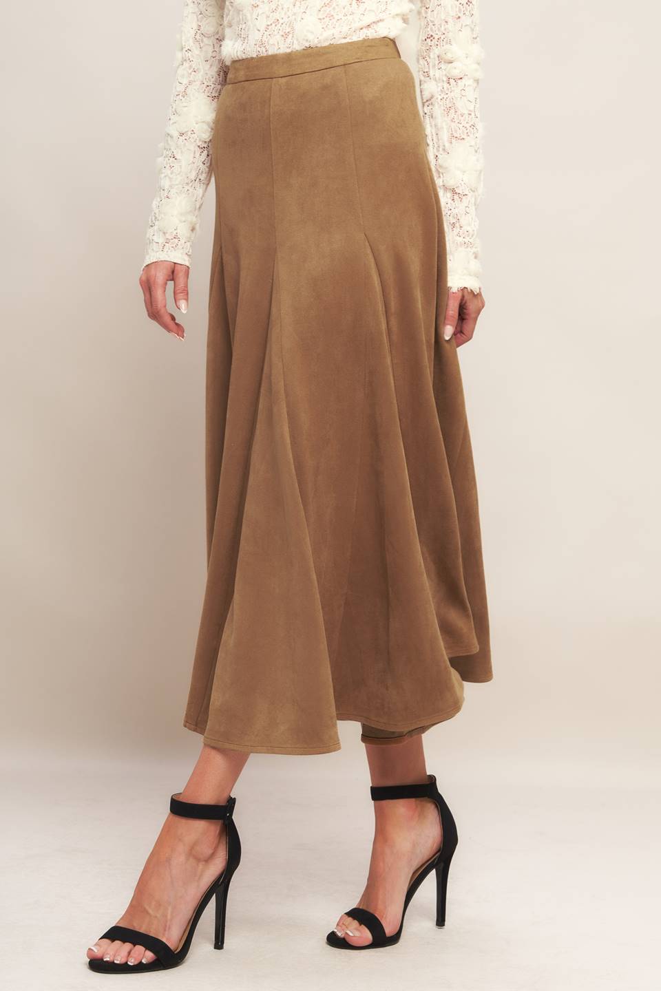 URBAN CHIC FAUX SUEDE MIDI SKIRT