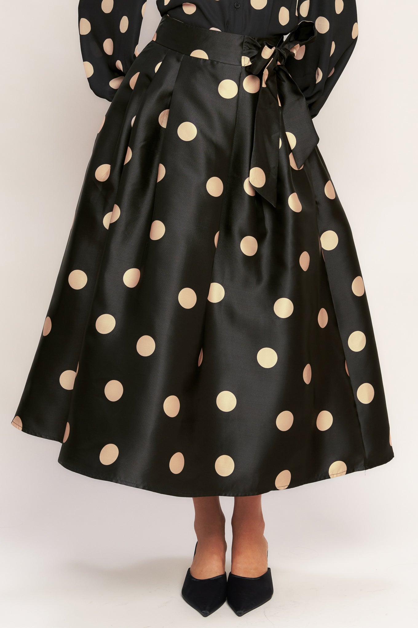 MOONLIGHT DOTS WOVEN FULL MIDI SKIRT