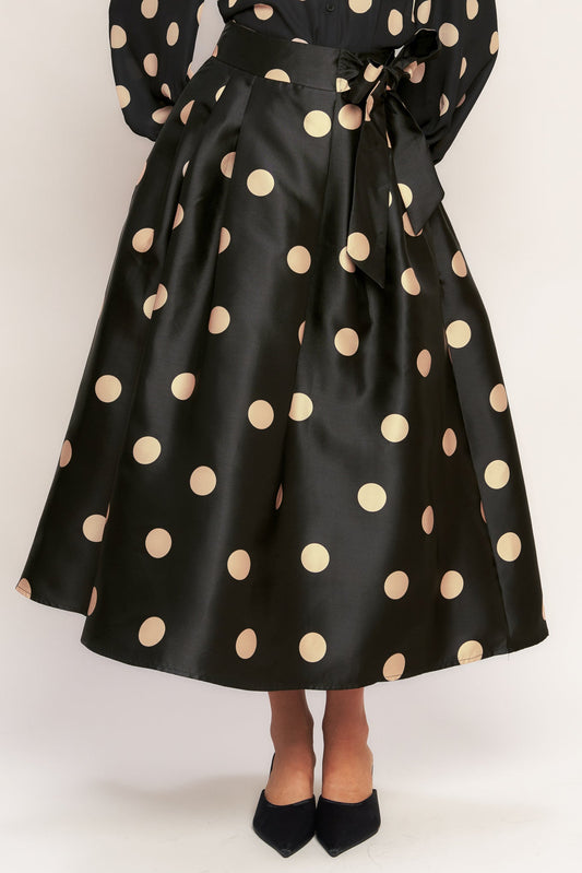 MOONLIGHT DOTS WOVEN FULL MIDI SKIRT