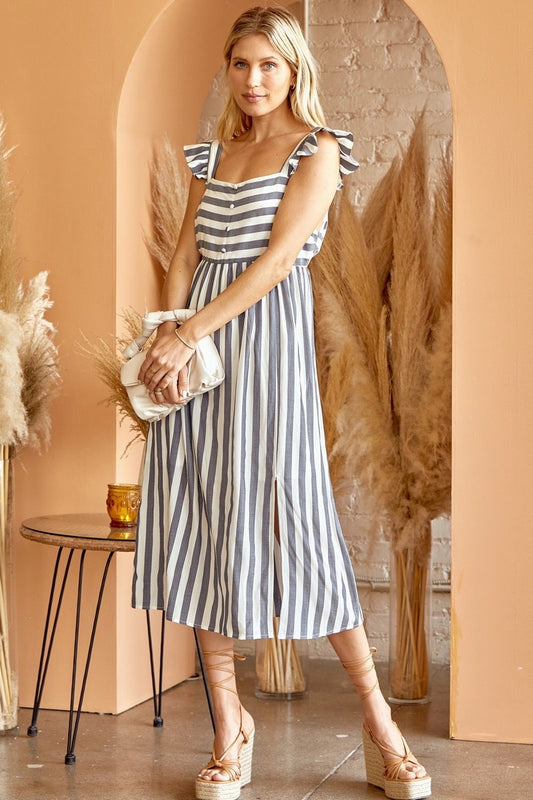 Ally Striped Midi Dress