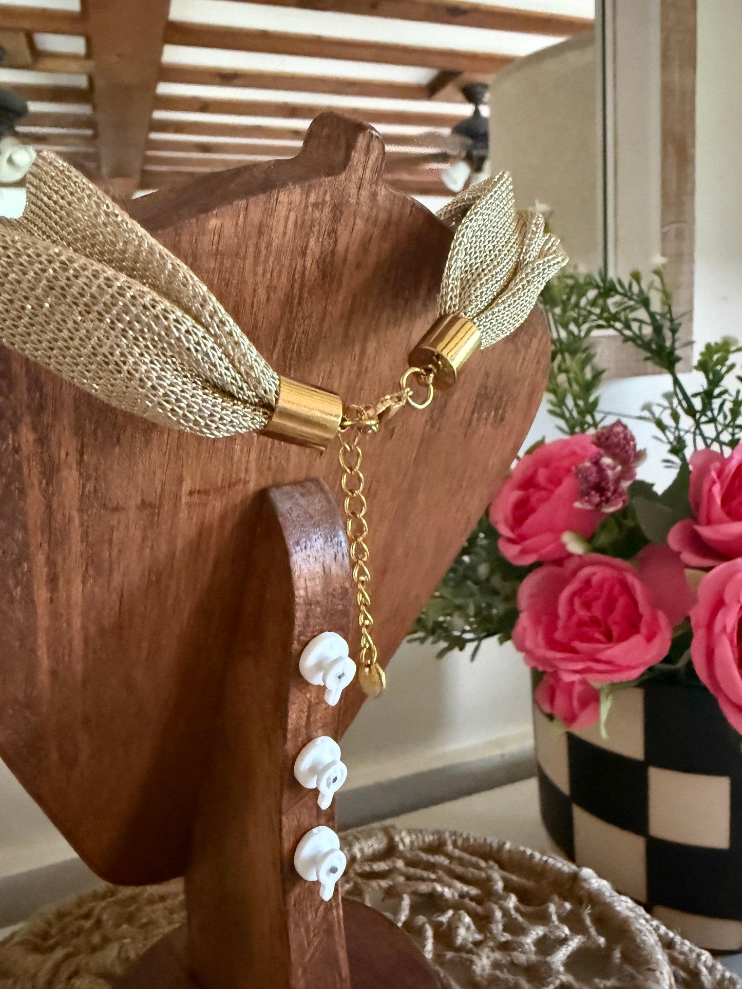 At The Cross Mesh Gemstone Necklace