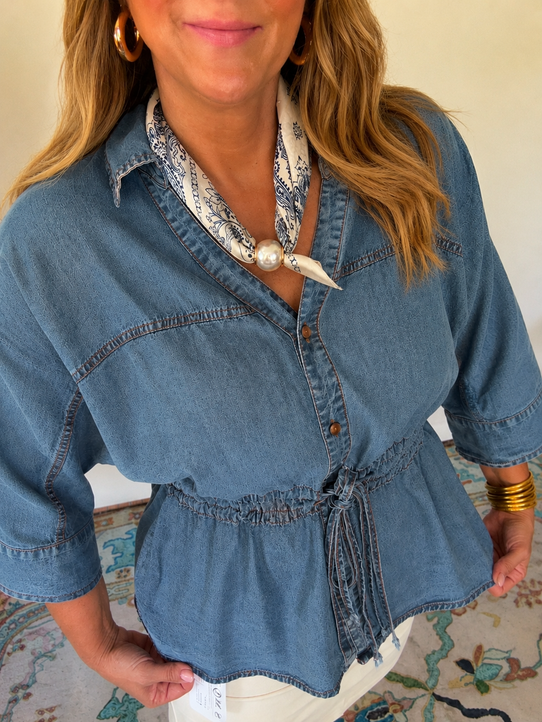 Blue & White Magnetic Scarf Necklace