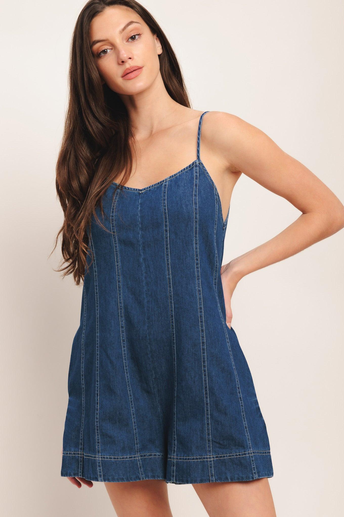 50 Yard Line Denim Romper