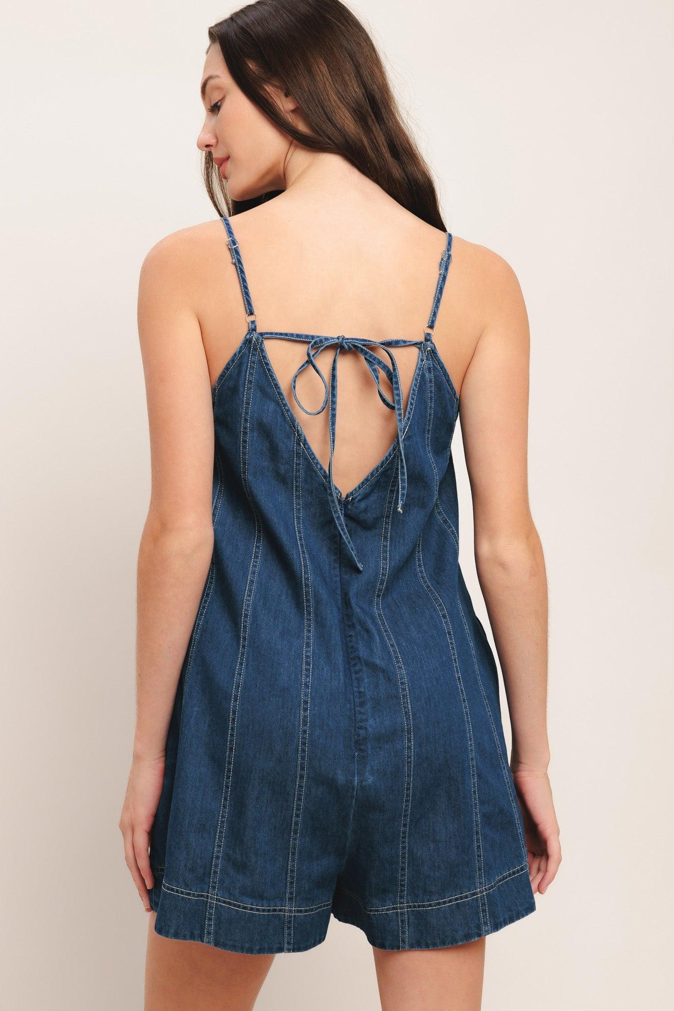 50 Yard Line Denim Romper