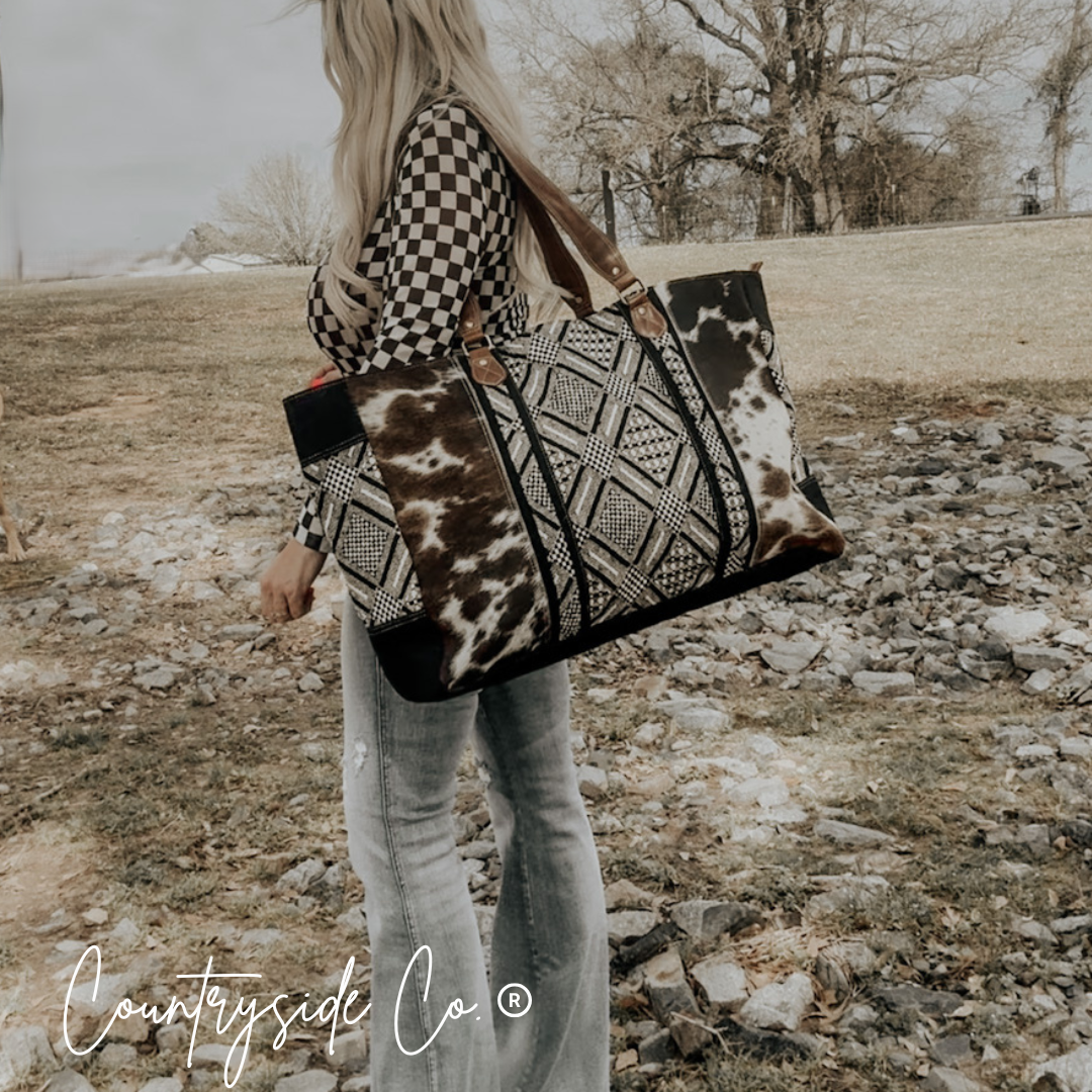 Charlene Cowhide Weekender Bag