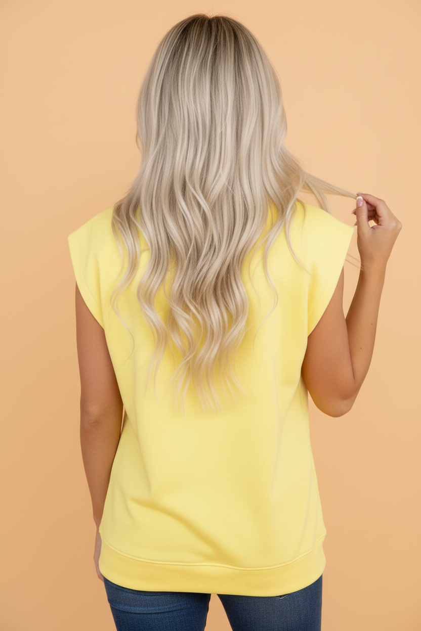 Solid Mock Neck Cap Sleeve Oversized Top