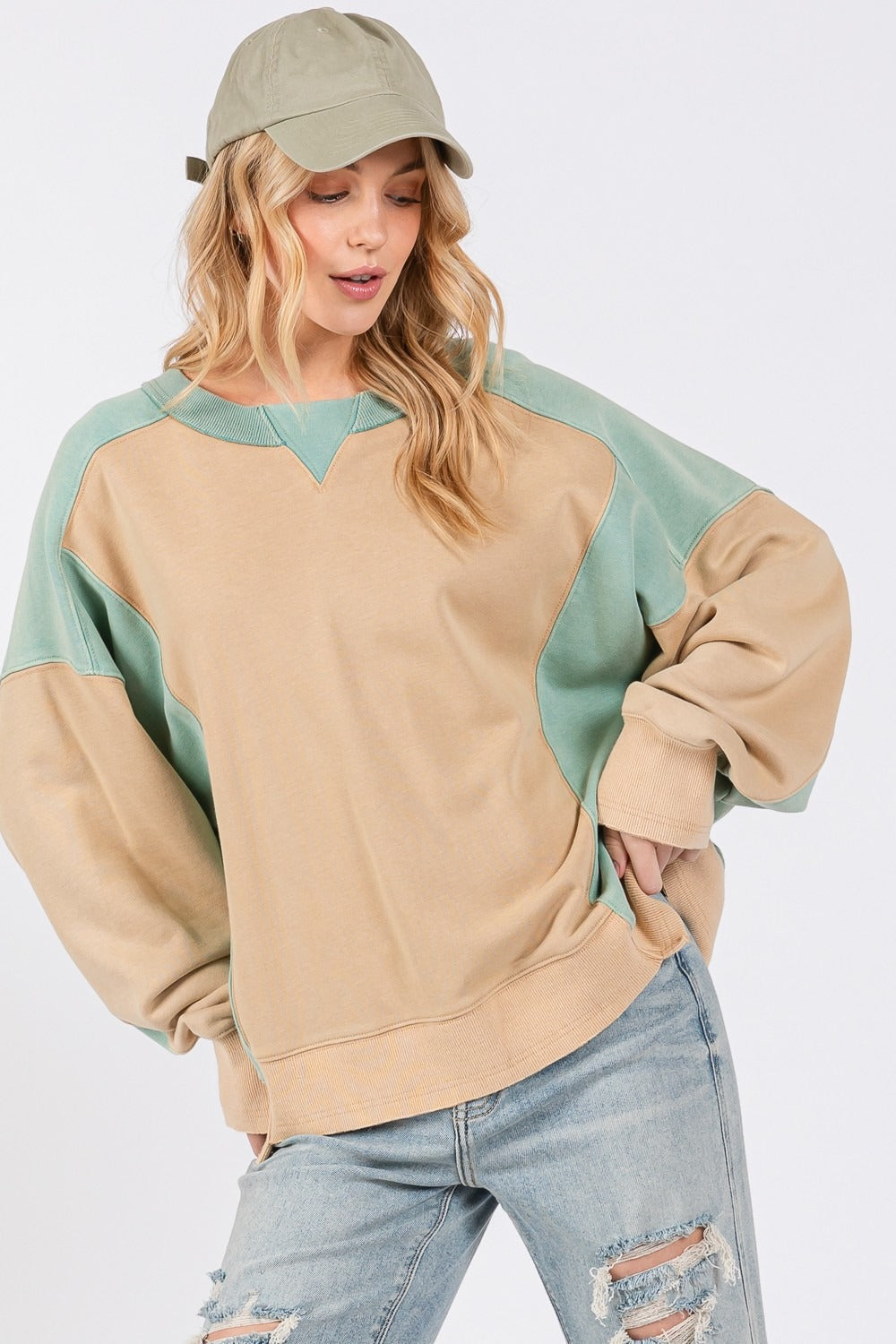 SAGE + FIG Color Block Pullover