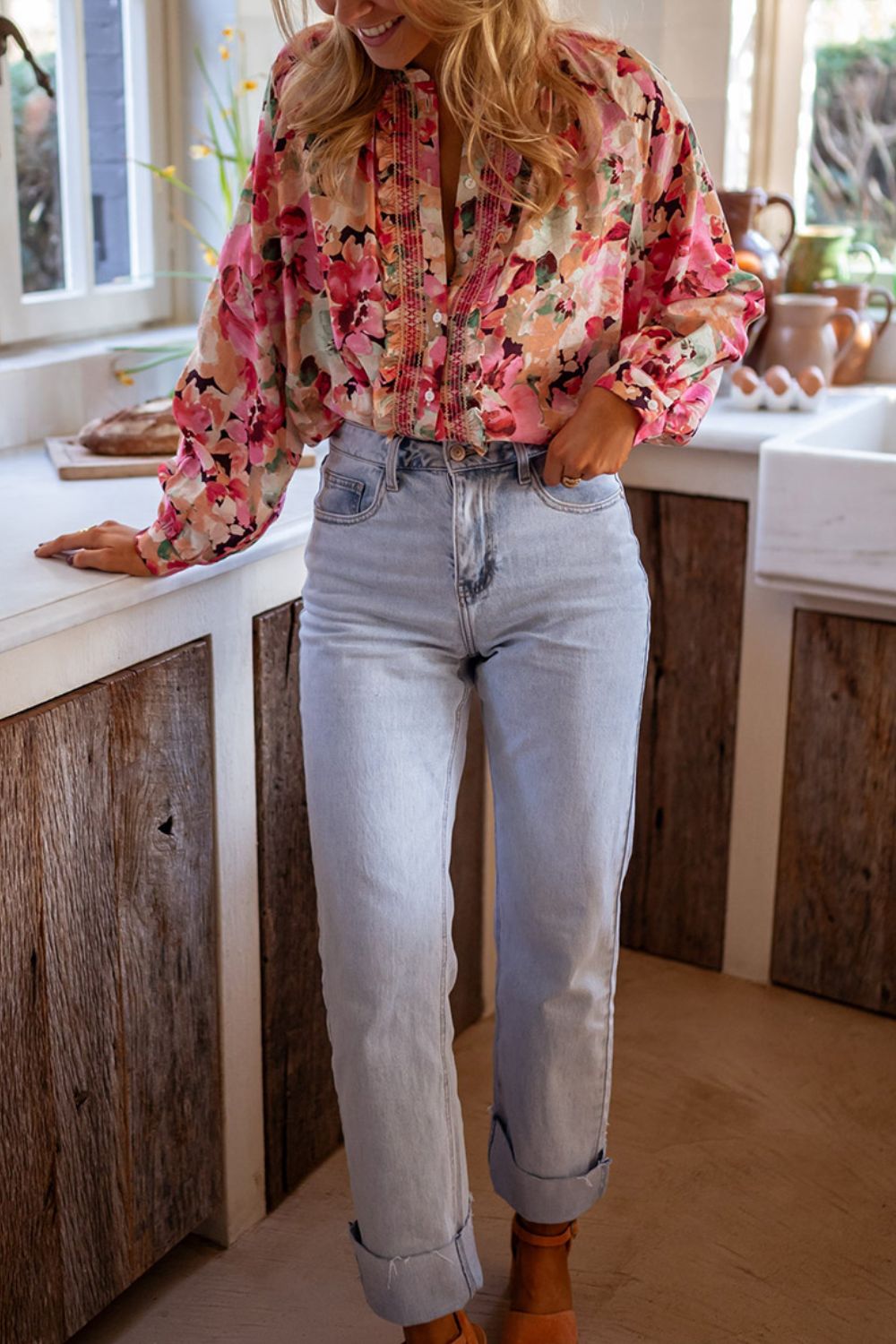 Frill Foward Button Down Top