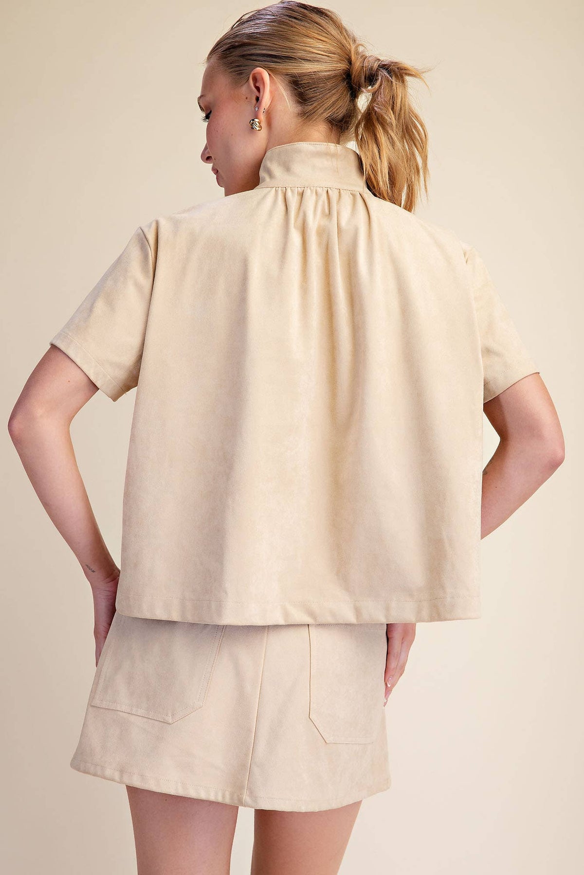 Let Them Brushed Suede Skirt Set