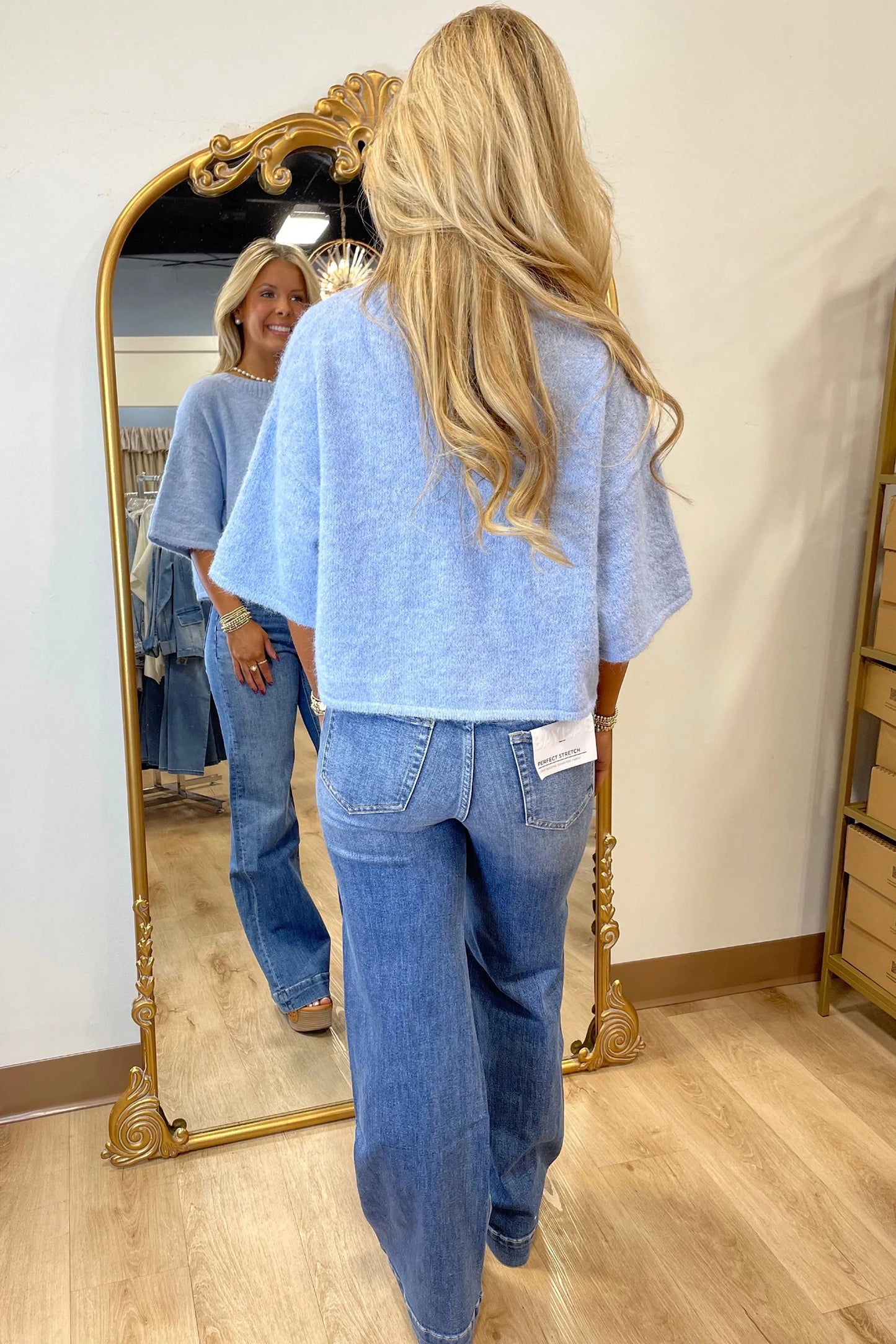 Lavendula 3/4 Sleeve Boxy Knit Top