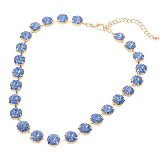 Round Cut Stone Cluster Link Evening Necklace