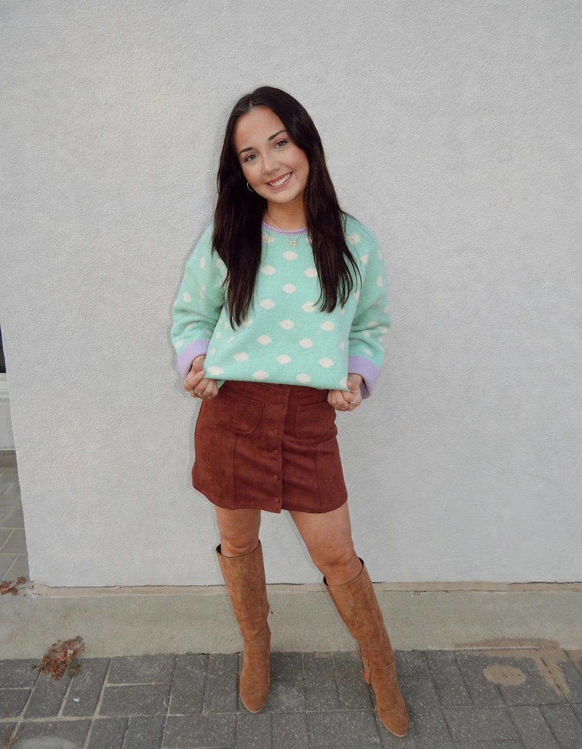 Polka Dot Pop Sweater - Mint Lilac