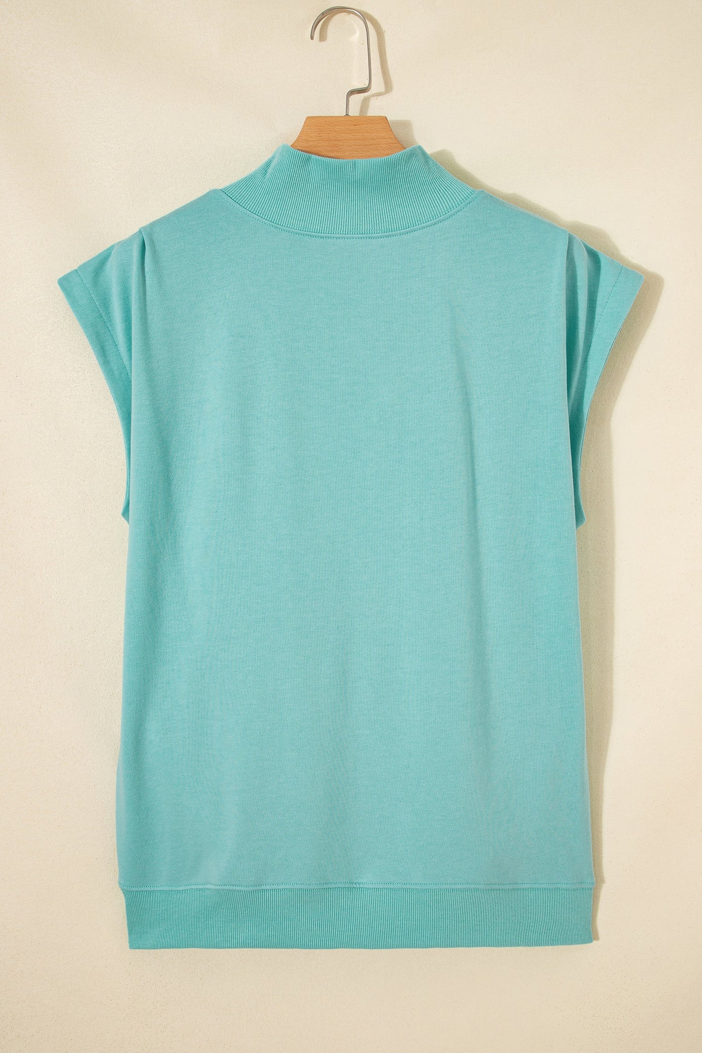 Solid Mock Neck Cap Sleeve Oversized Top