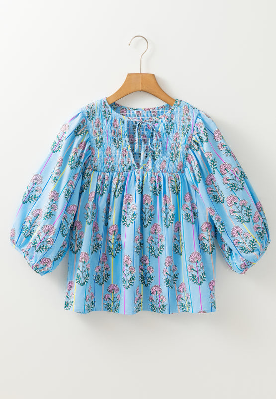 Floral Palisades Smocked Top