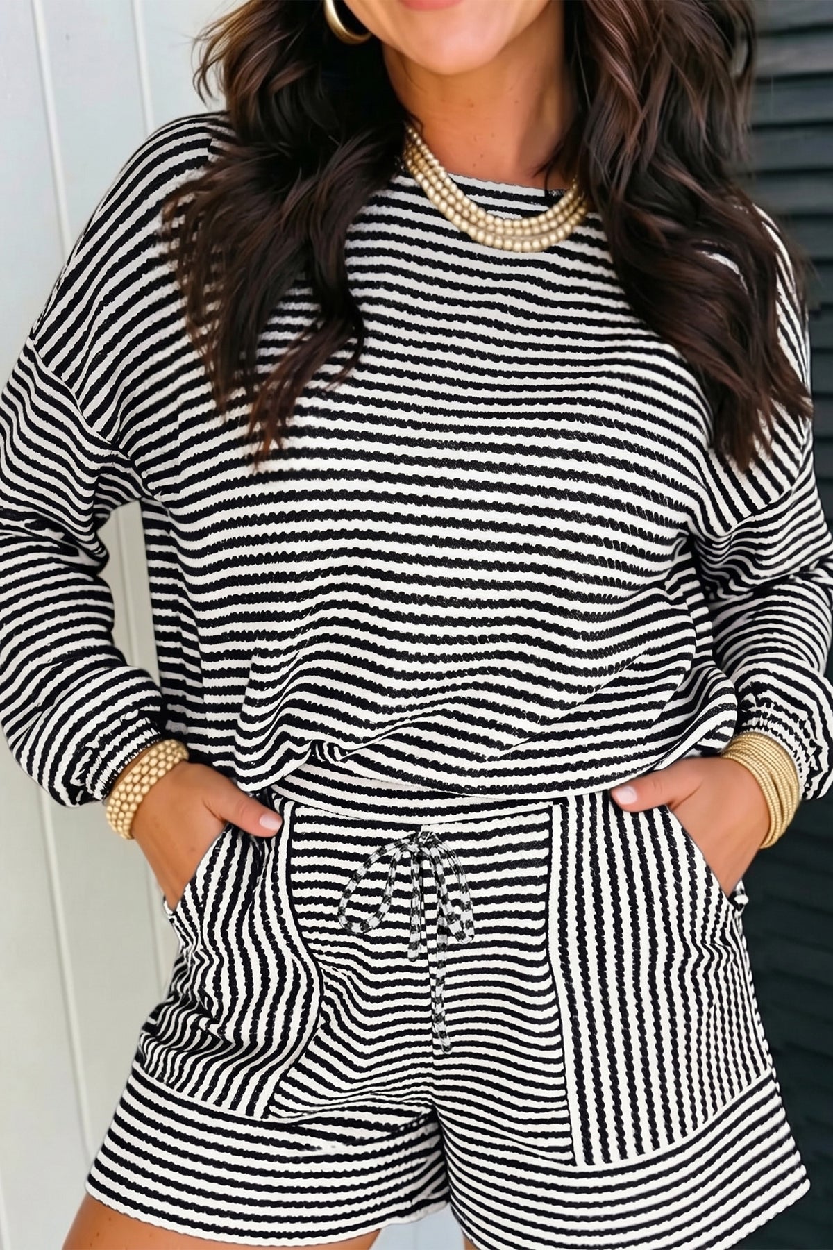 Lucky Enough Striped Shorts Set
