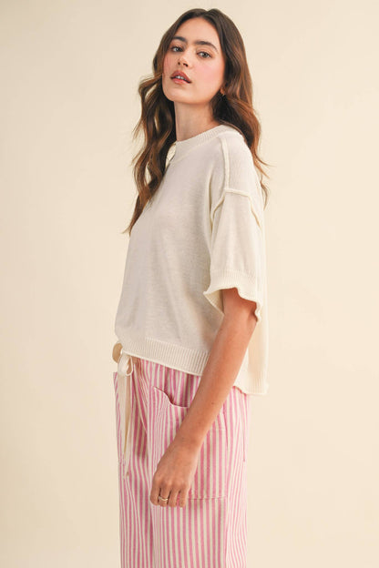 Lillith Cream Lightweight Knit Top