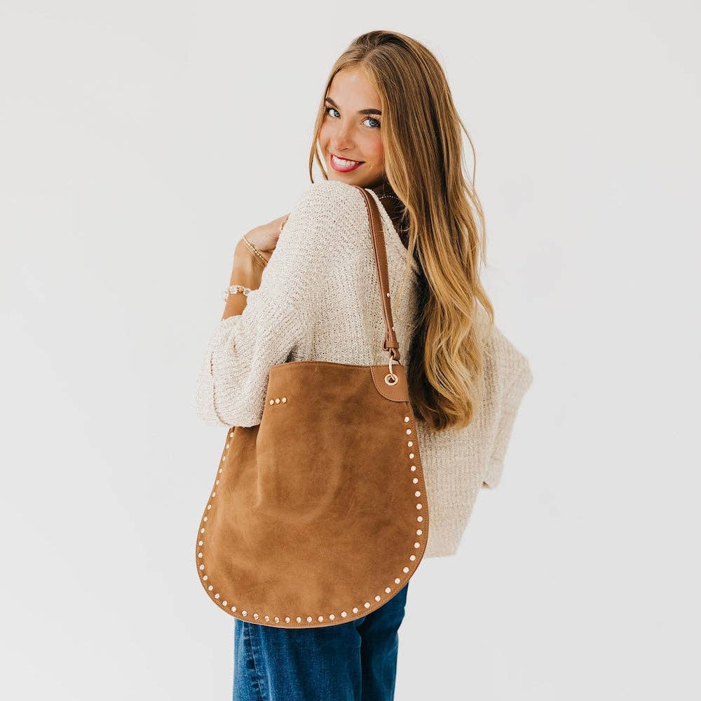 Rosalie Hobo Bag Dark Roast Suede