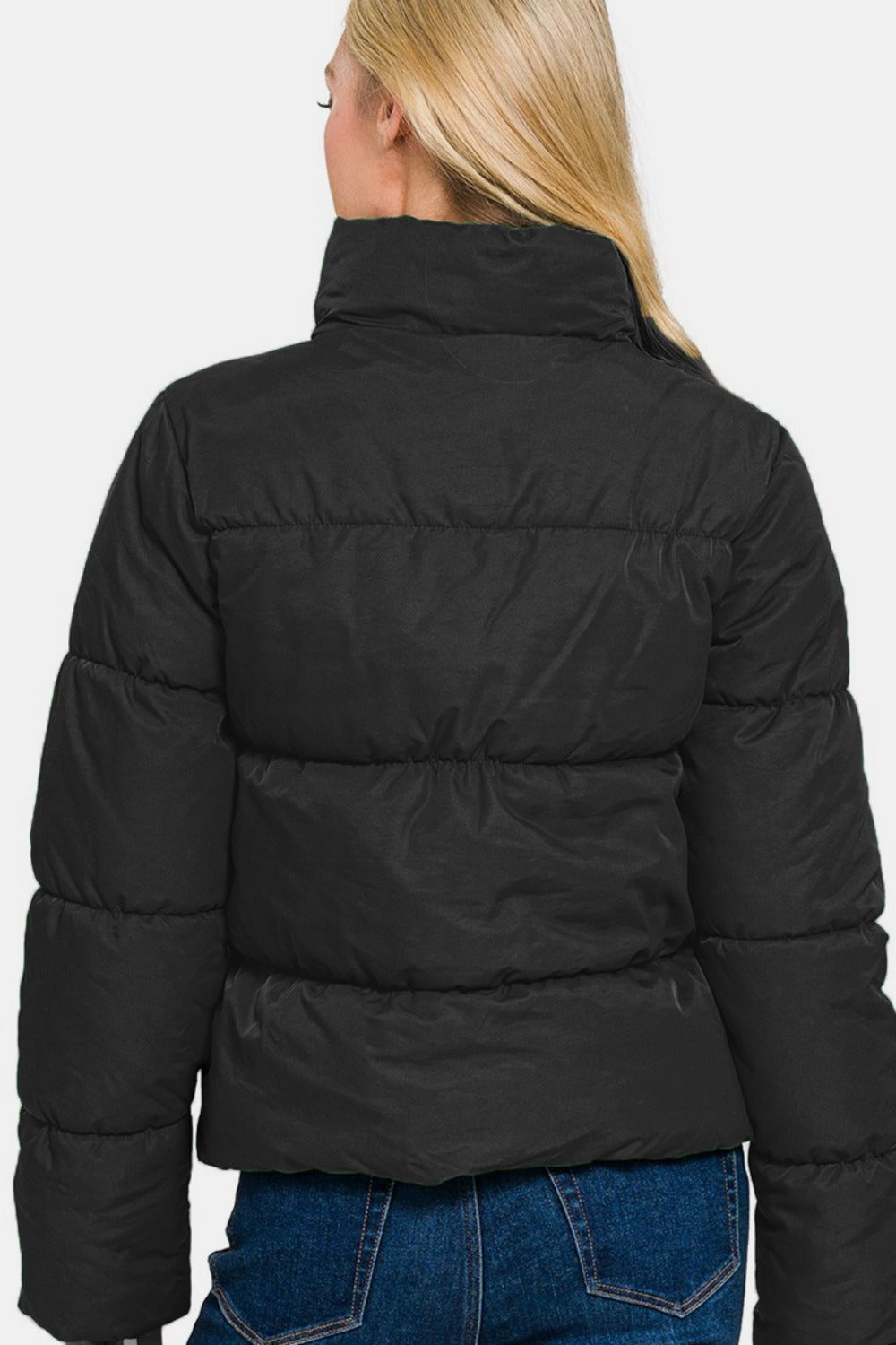 Zenana Zip Up Puffer Jacket with Pockets