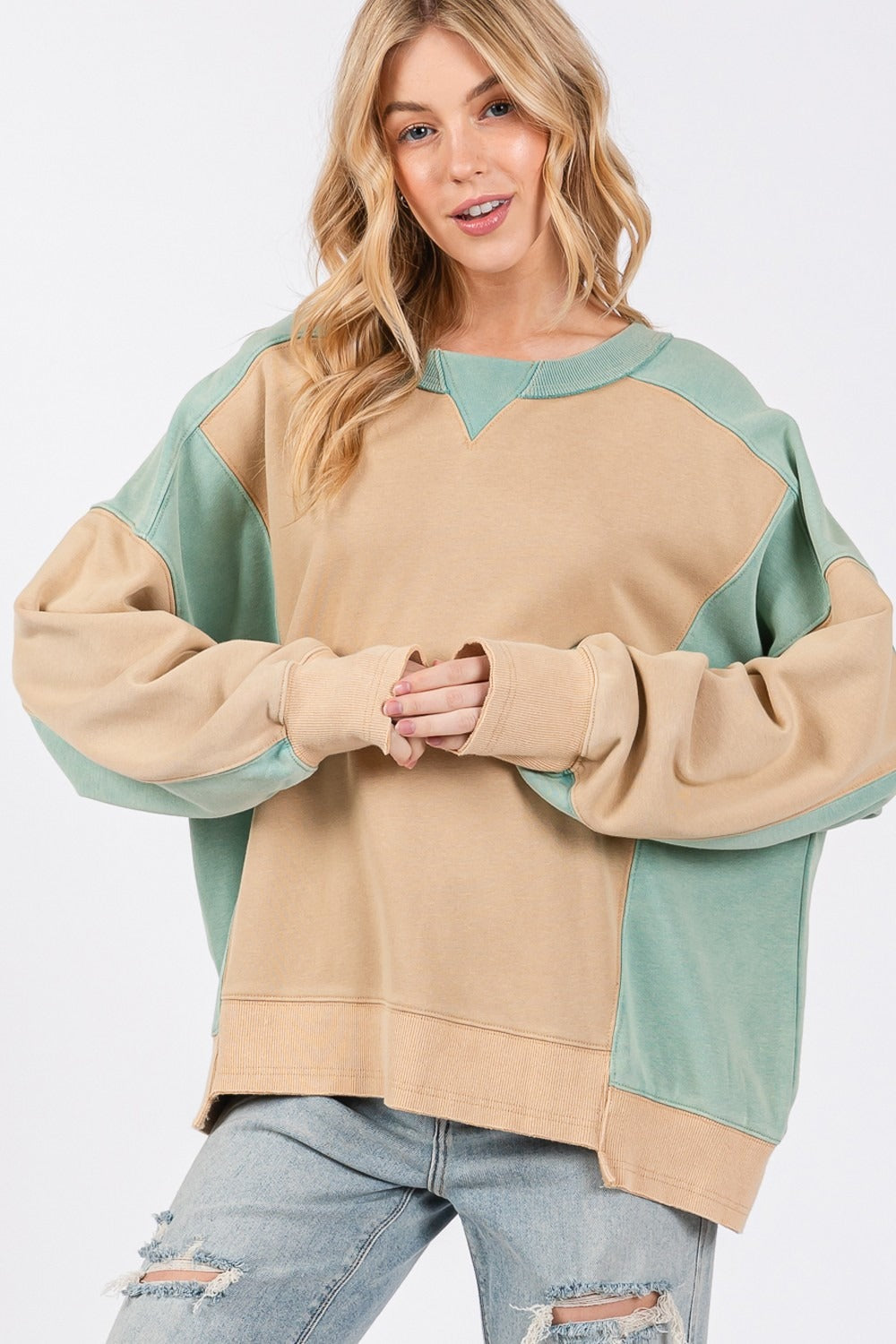 SAGE + FIG Color Block Pullover