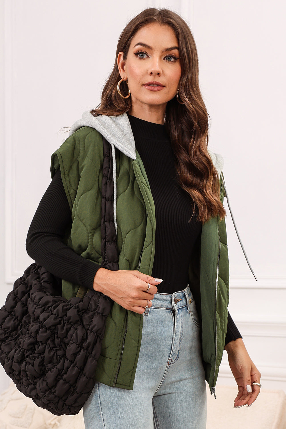 Marcie Hooded Quilted Vest Coat