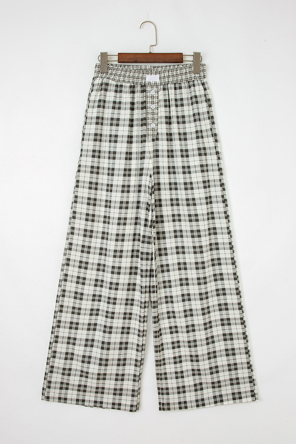 Plaid Patchwork Wide Leg Pants