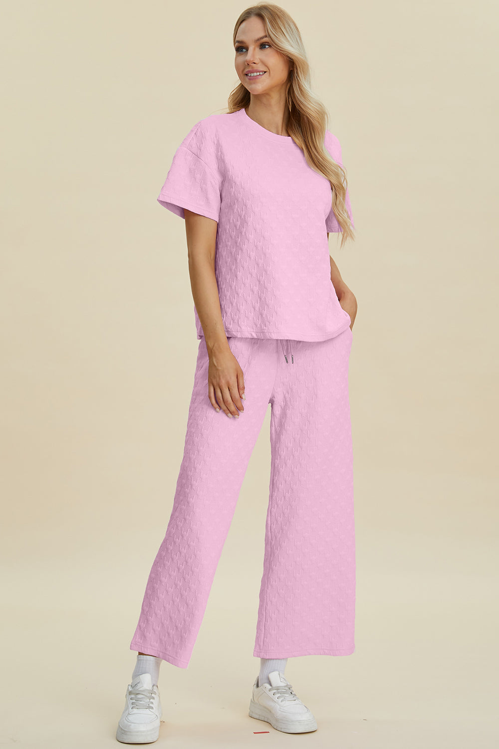 Double Take Melanie Short Sleeve Top and Pants Set