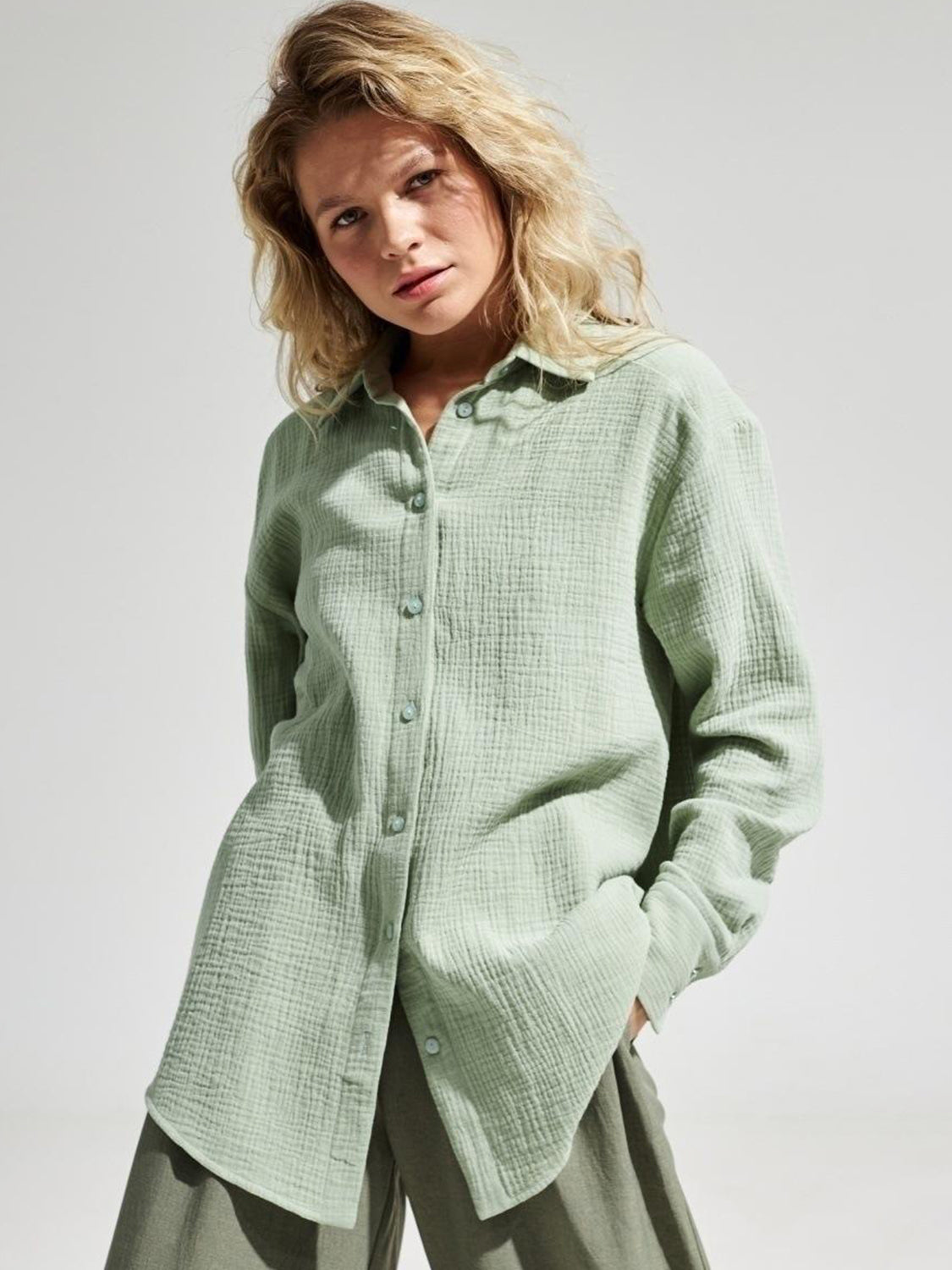 Savannah Textured Cotton Long Sleeve Shirt