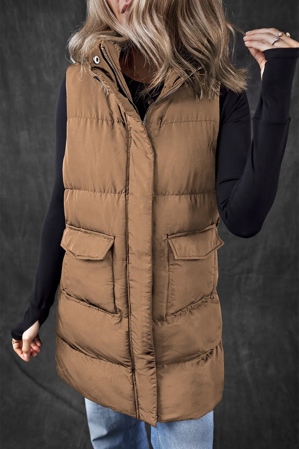 Amelia Pocketed Zip Up Vest