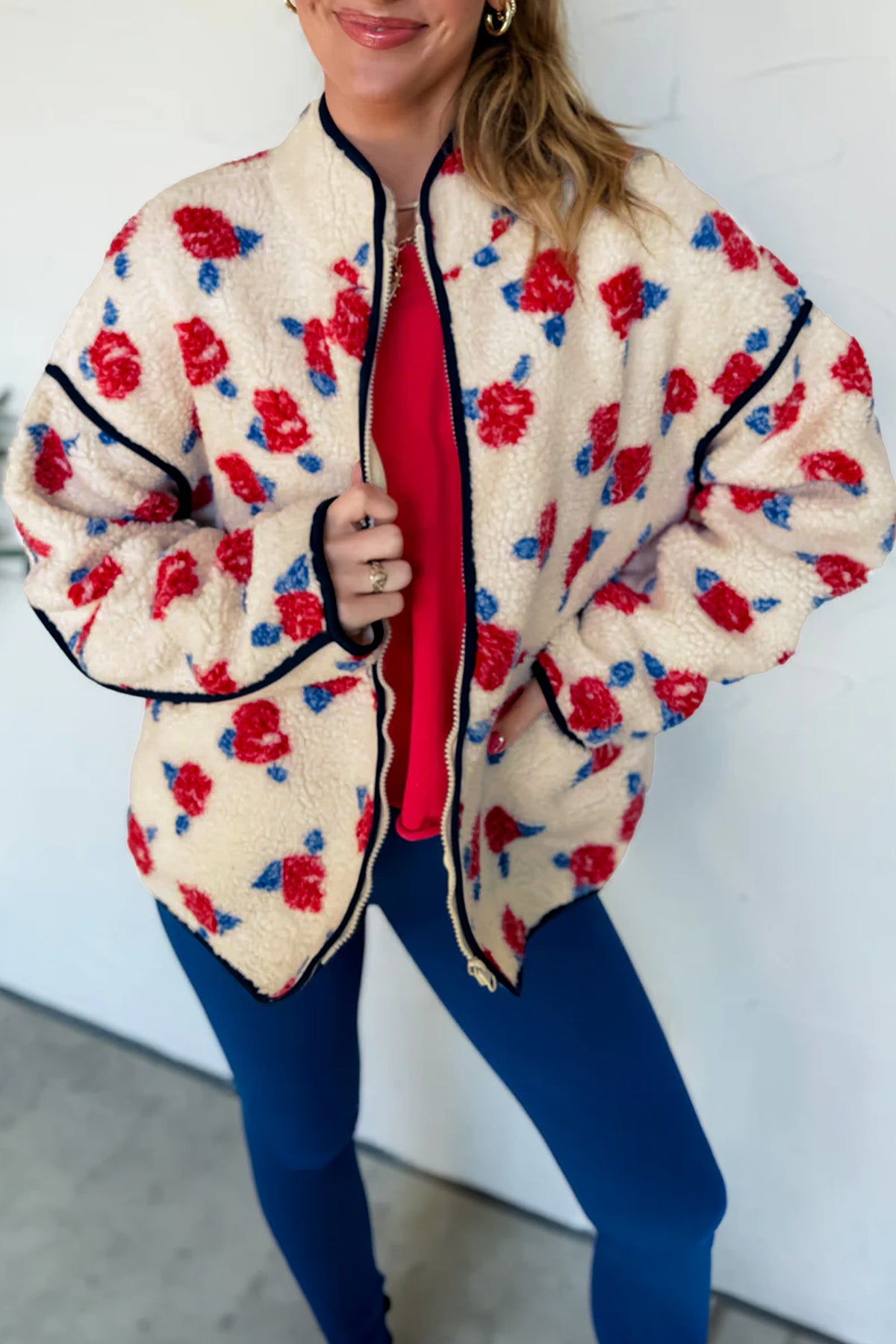 Get Stuff Done Floral Fleece Jacket