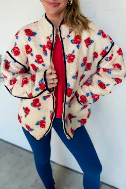 Get Stuff Done Floral Fleece Jacket