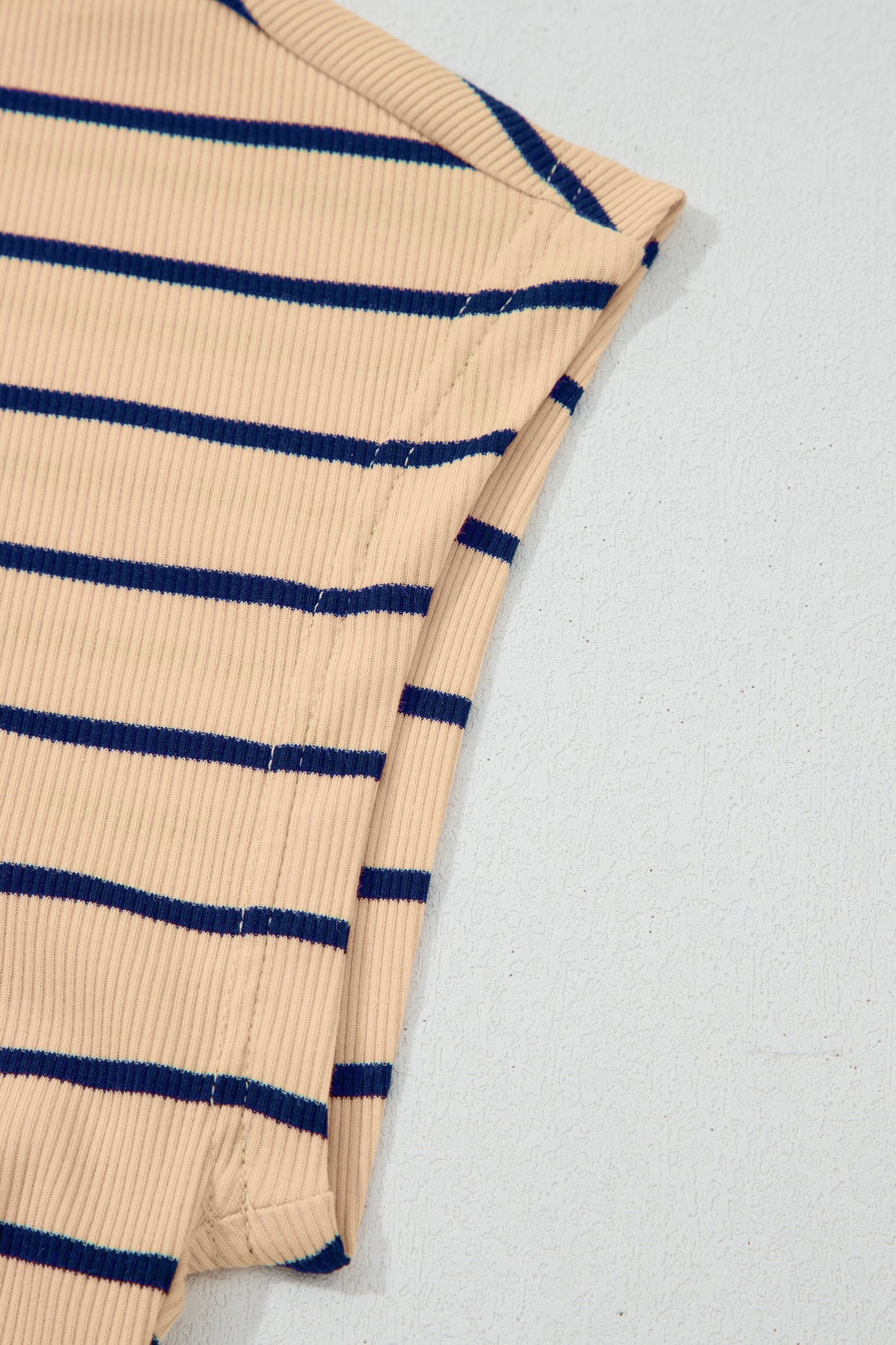 Stripe Mock Neck Short Sleeve Loose Top