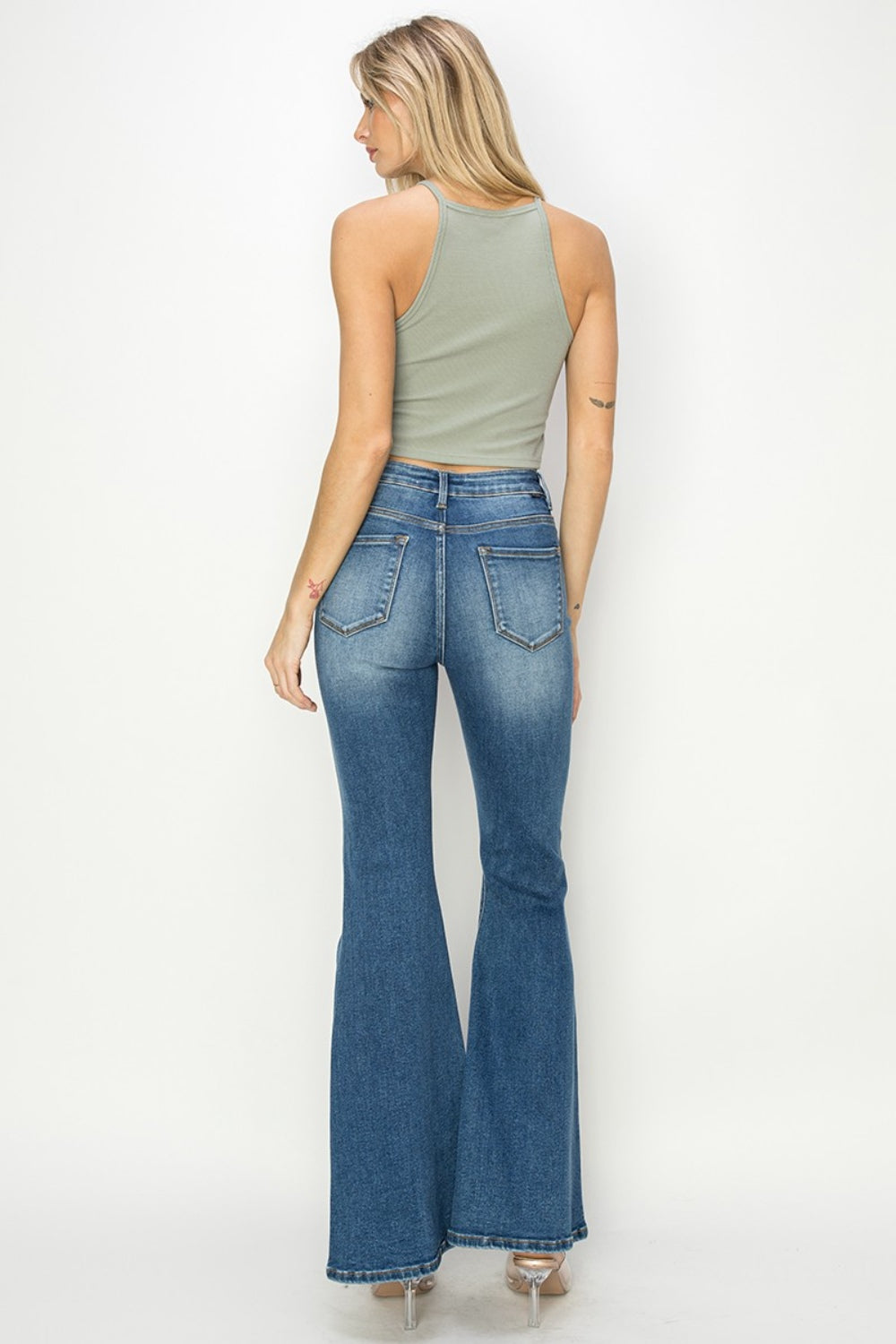 RISEN High Rise Front Seam Detailed Flare Jeans