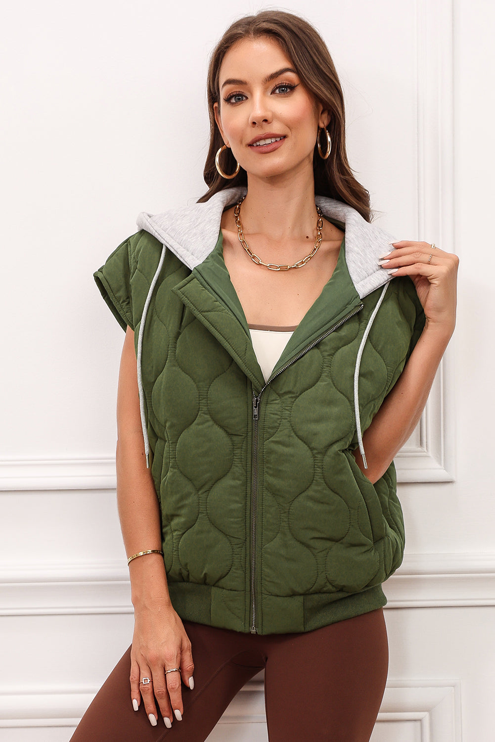 Marcie Hooded Quilted Vest Coat