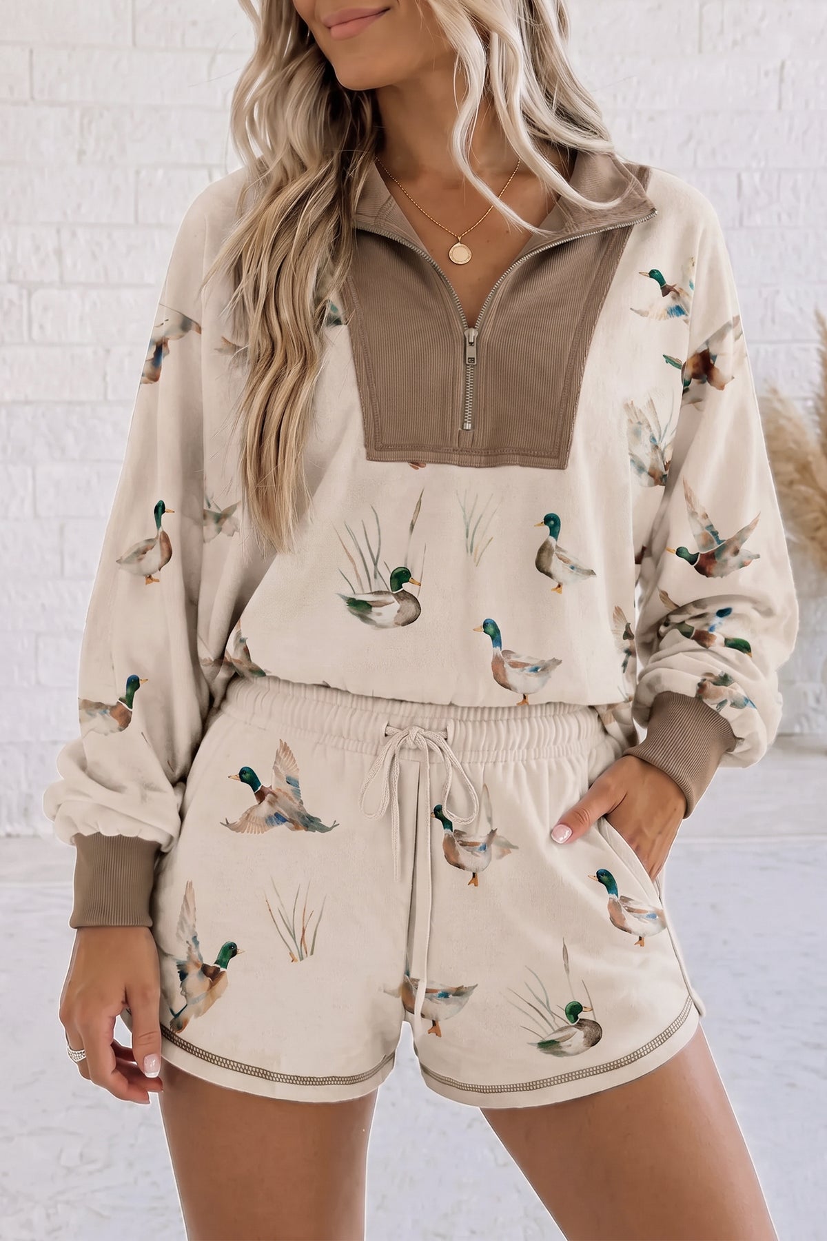 Mallards All Day Zip Pullover and Shorts Set