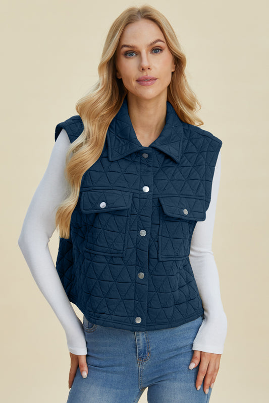 Double Vision Quilted Snap Down Vest