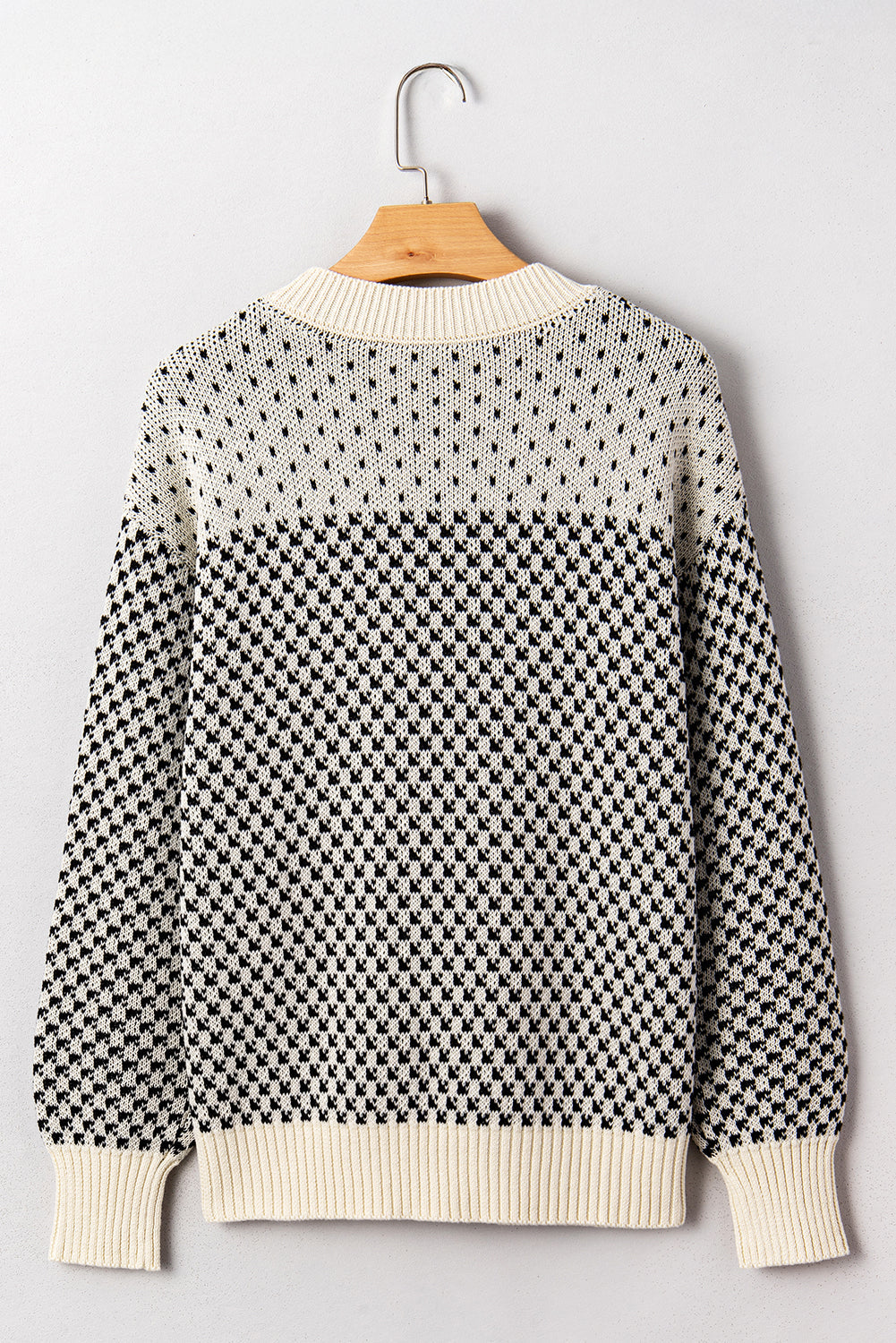Dotted Colorblock Lantern Sleeve Sweater