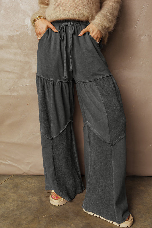 Mineral Wash Patchwork Drawstring Pants