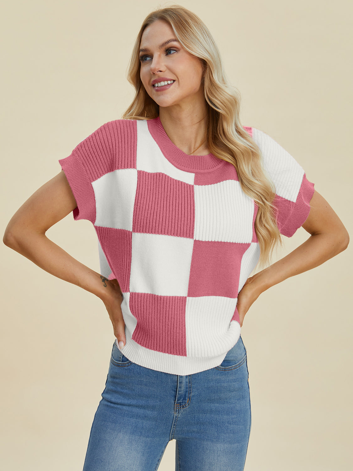 Double Take Checkered Sweater