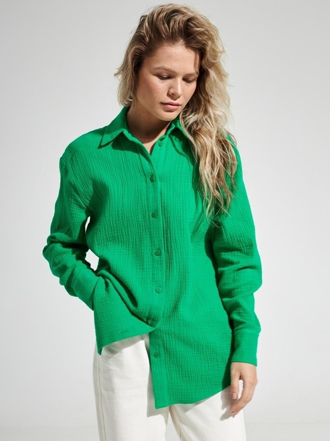 Savannah Textured Cotton Long Sleeve Shirt