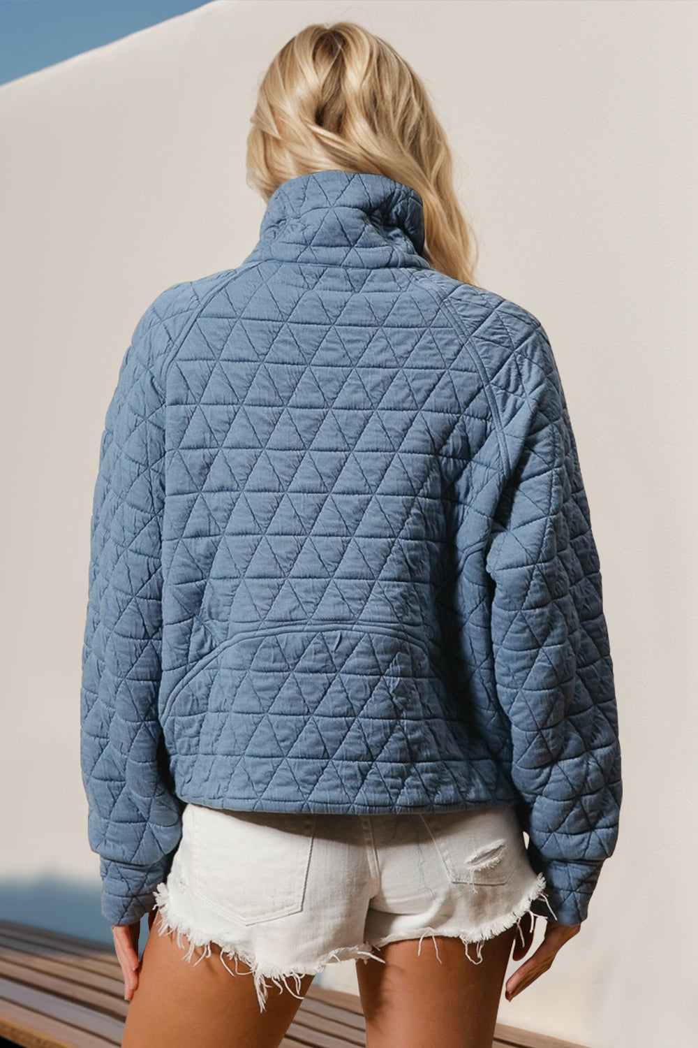 Double Take Half Zip Quilted Pullover